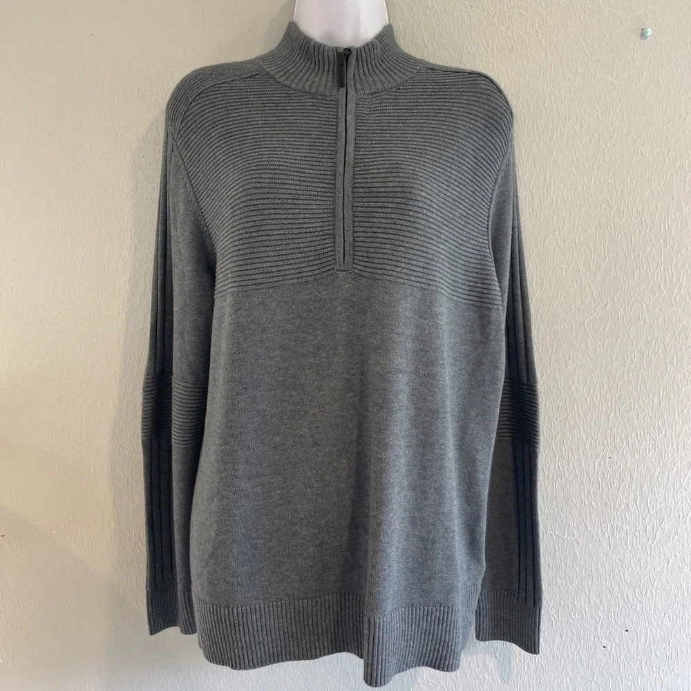 Smartwool Mens‎ M Blue Gray Heathered Merino Wool Blend Half Zip Texture Sweater